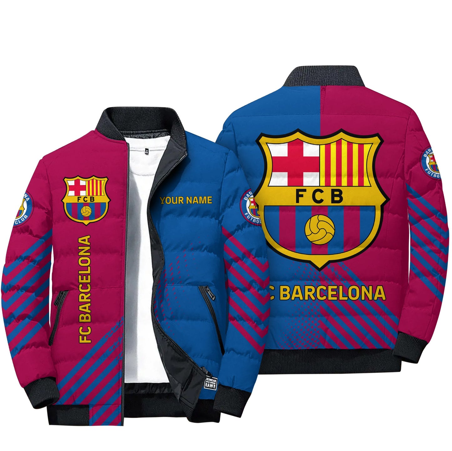 Personalized Barça Puffer Jacket v2 3D