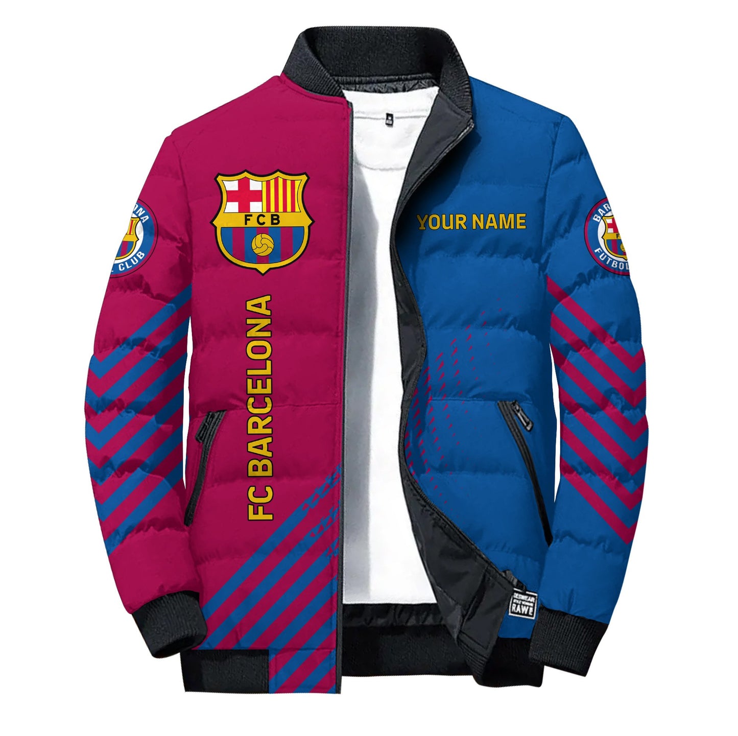 Personalized Barça Puffer Jacket v2 3D