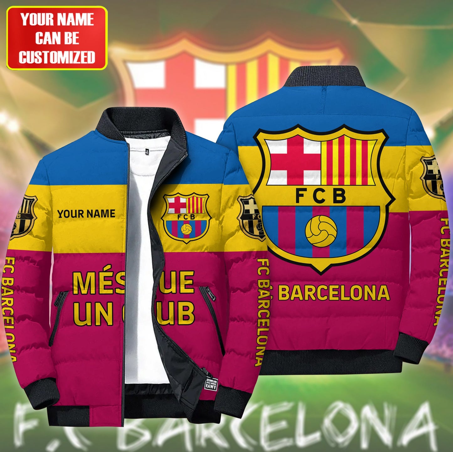 Personalized Barça Q2 Puffer Jacket v2 3D
