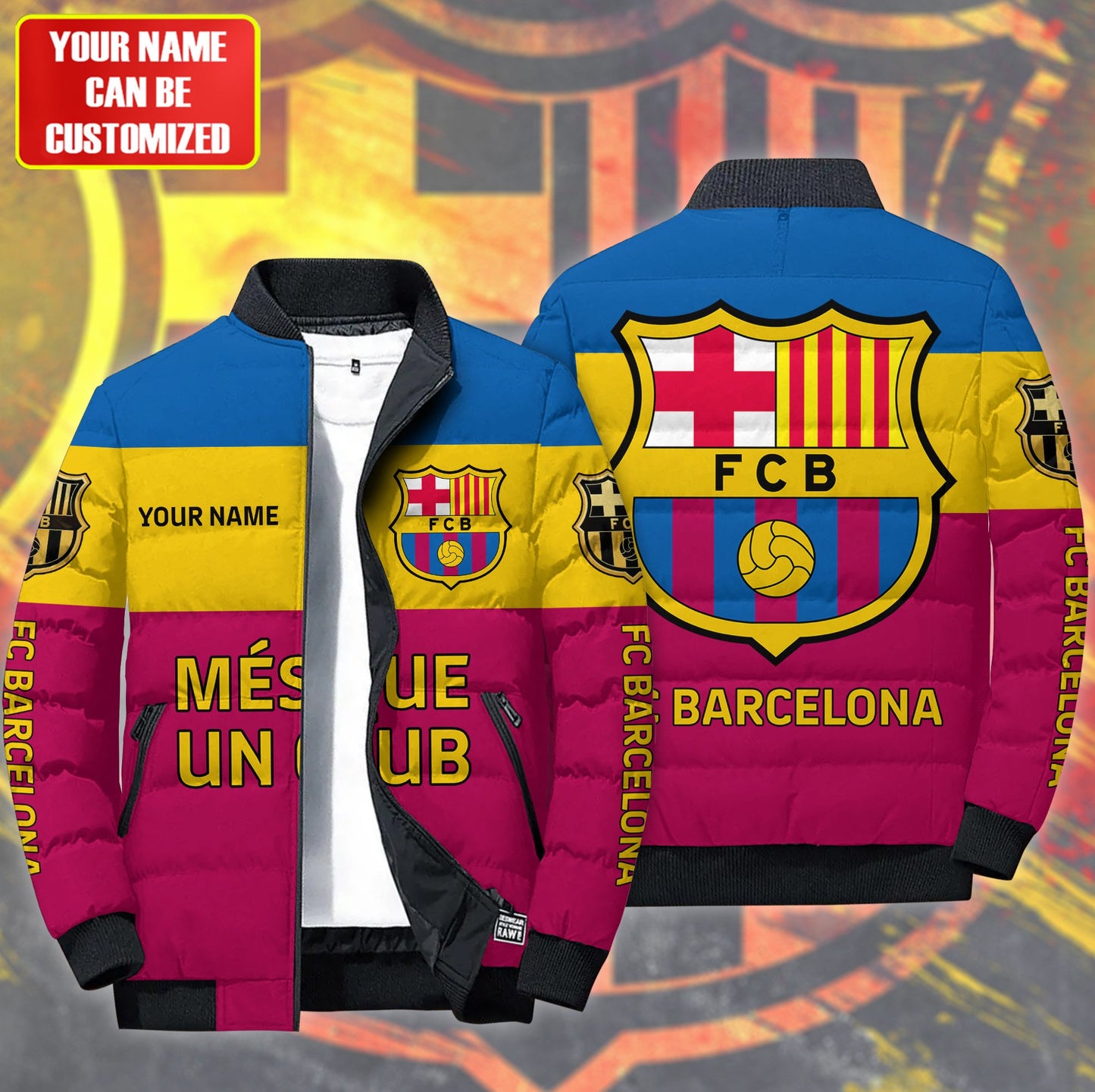 Personalized Barça Q2 Puffer Jacket v2 3D