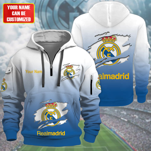 Personalized Real Madrid Q2 3D Zip-Hoodie Cotton Jacket