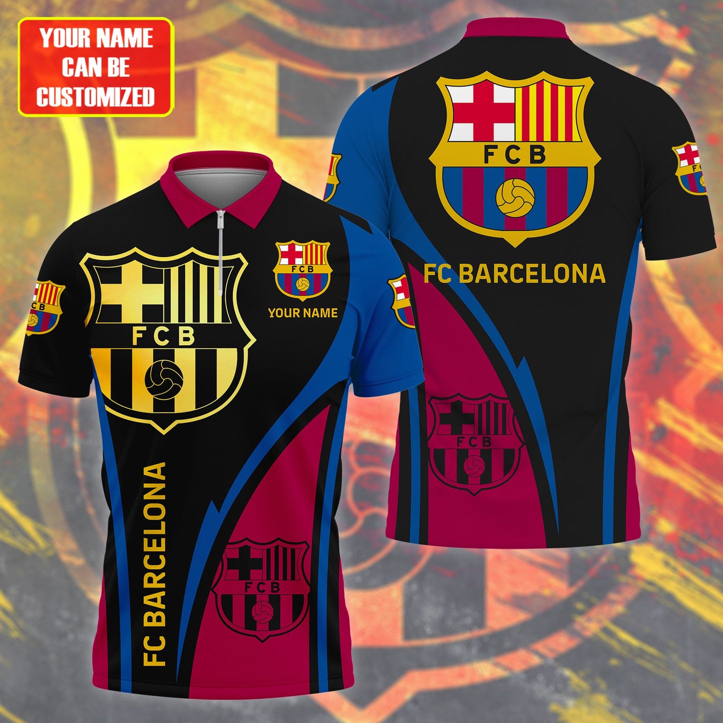 Personalized Barça V3 3D Full Printing Set , Barça Shirt , Zipper Polo, Hoodie , Short , Polo ,hawaii