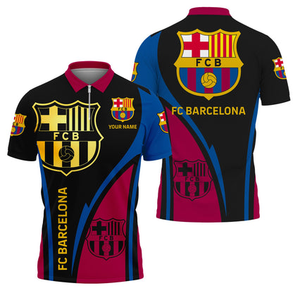 Personalized Barça V3 3D Full Printing Set , Barça Shirt , Zipper Polo, Hoodie , Short , Polo ,hawaii