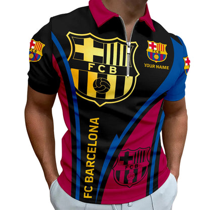 Personalized Barça V3 3D Full Printing Set , Barça Shirt , Zipper Polo, Hoodie , Short , Polo ,hawaii