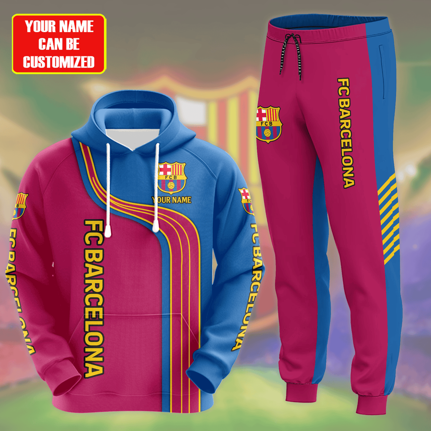 Personalized Barcelona 3D All over Printed Hoodie and Sweatpants set V2