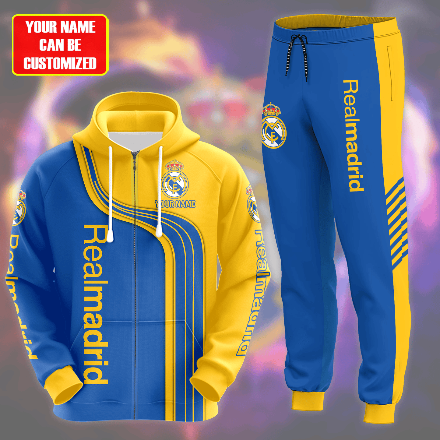 Personalized Real Madrid 3D All over Printed Hoodie and Sweatpants set V2