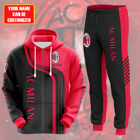Personalized AC Milan 3D All over Printed Hoodie and Sweatpants set V2