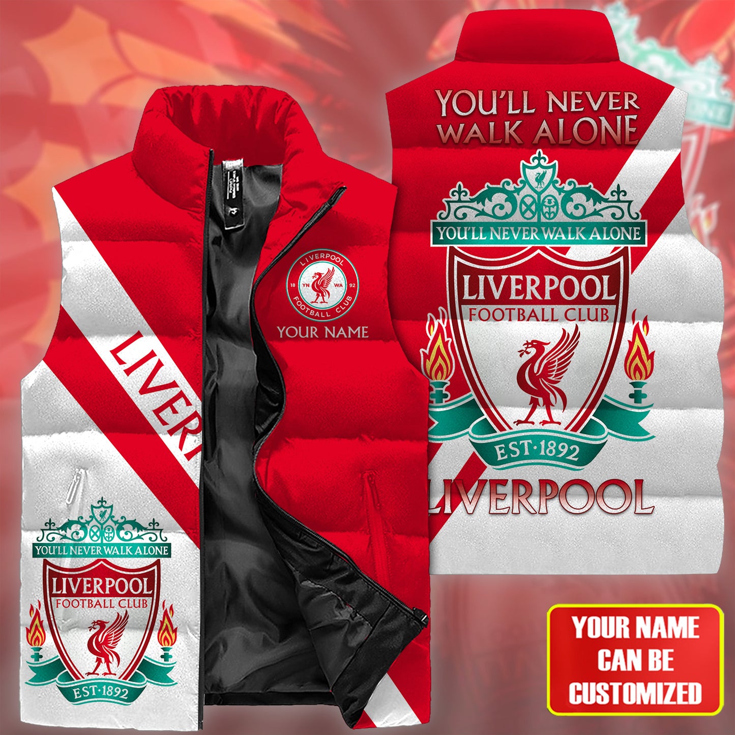 Liverpool V2 Sleeveless Windproof Puffer Jacket 3D