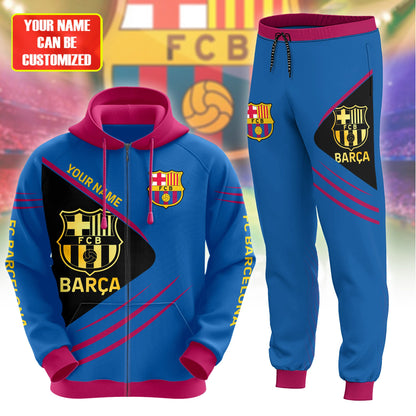 Personalized Barça Q6 3D All over Printed Hoodie and Sweatpants set