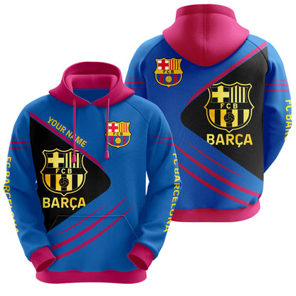 Personalized Barça Q6 3D All over Printed Hoodie and Sweatpants set