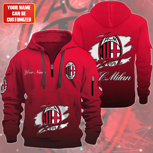 Personalized AC Milan V2 3D Zip-Hoodie Cotton Jacket