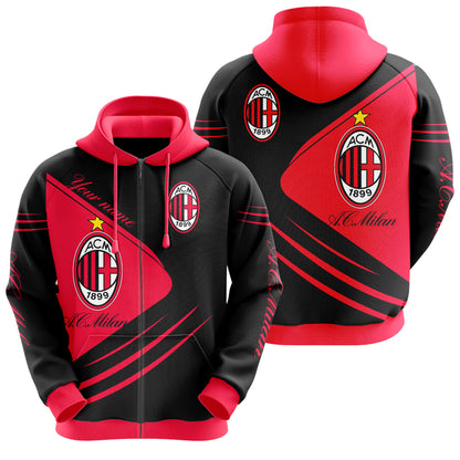 Personalized AC Milan 3D All over Printed Hoodie and Sweatpants set V3
