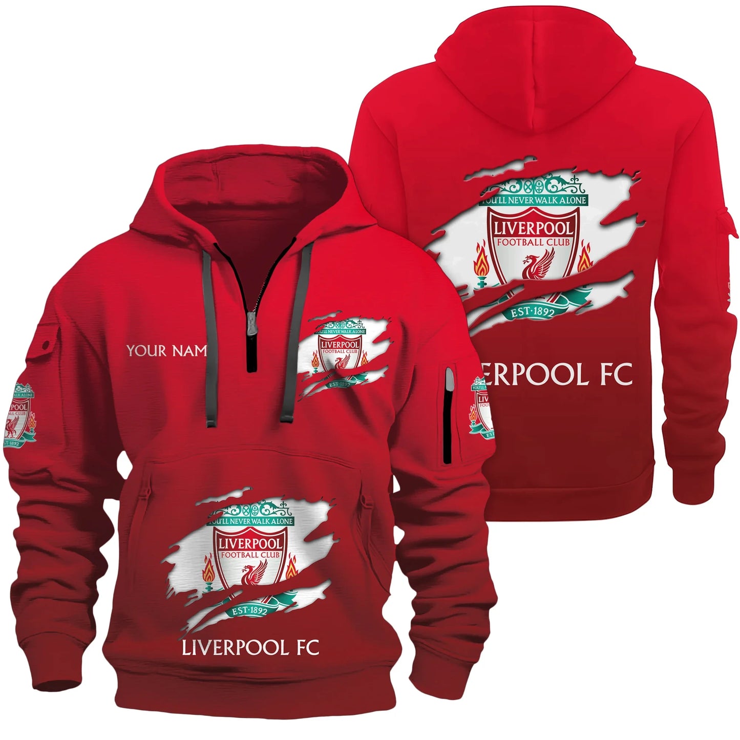 Personalized Liverpool Tear 3D Cotton Hoodie and Sweatpants set