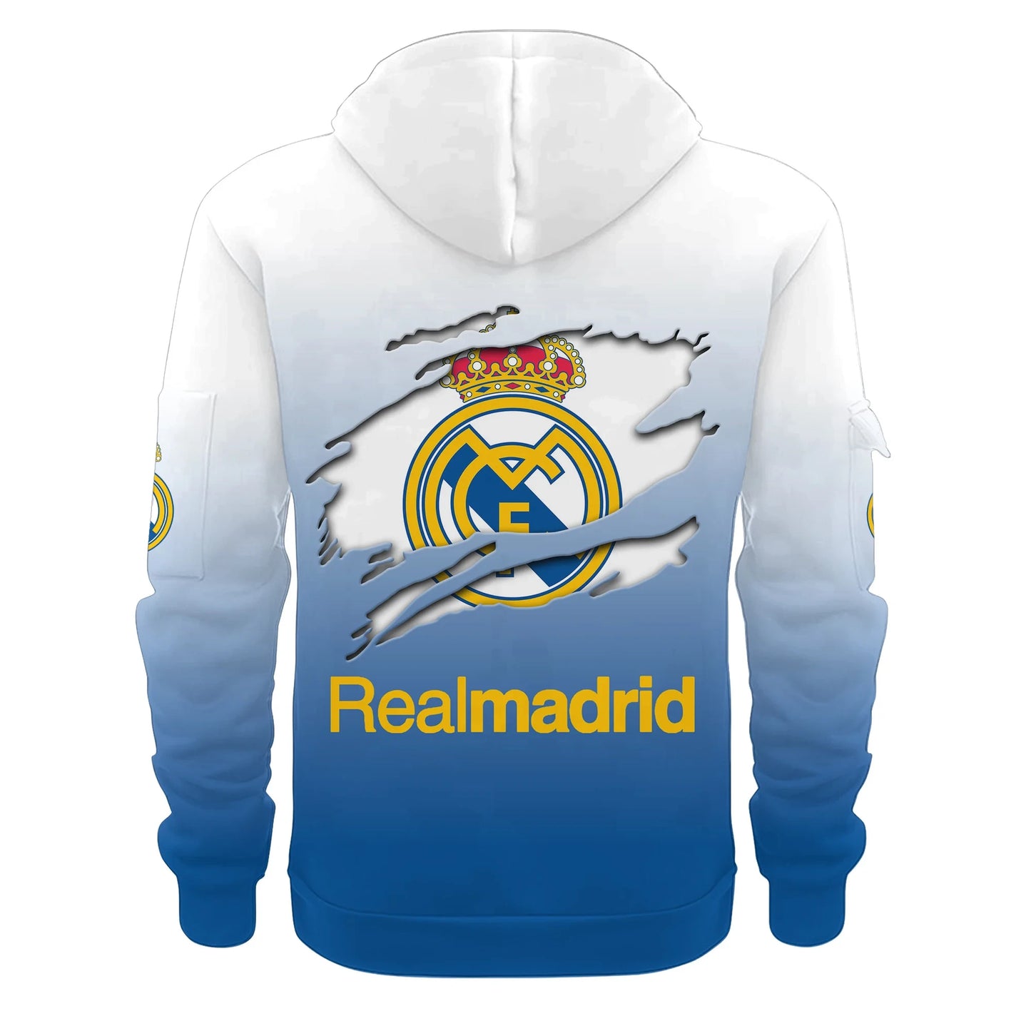 Personalized Real Madrid Tear 3D Cotton Hoodie and Sweatpants set