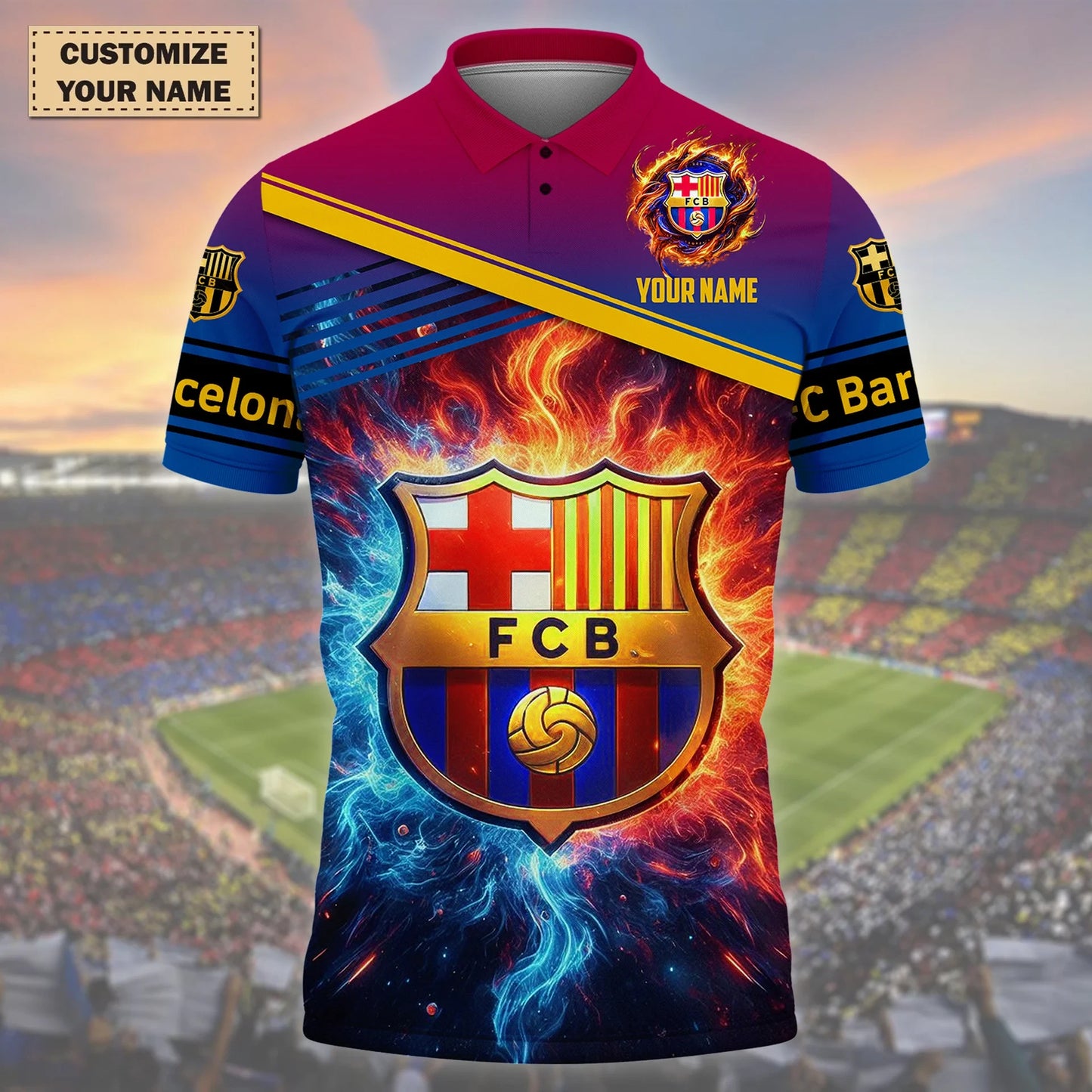Personalized Barça Fire 3D Full Printing Set , Barça Shirt , Zipper Polo, Hoodie , Short , Polo ,hawaii