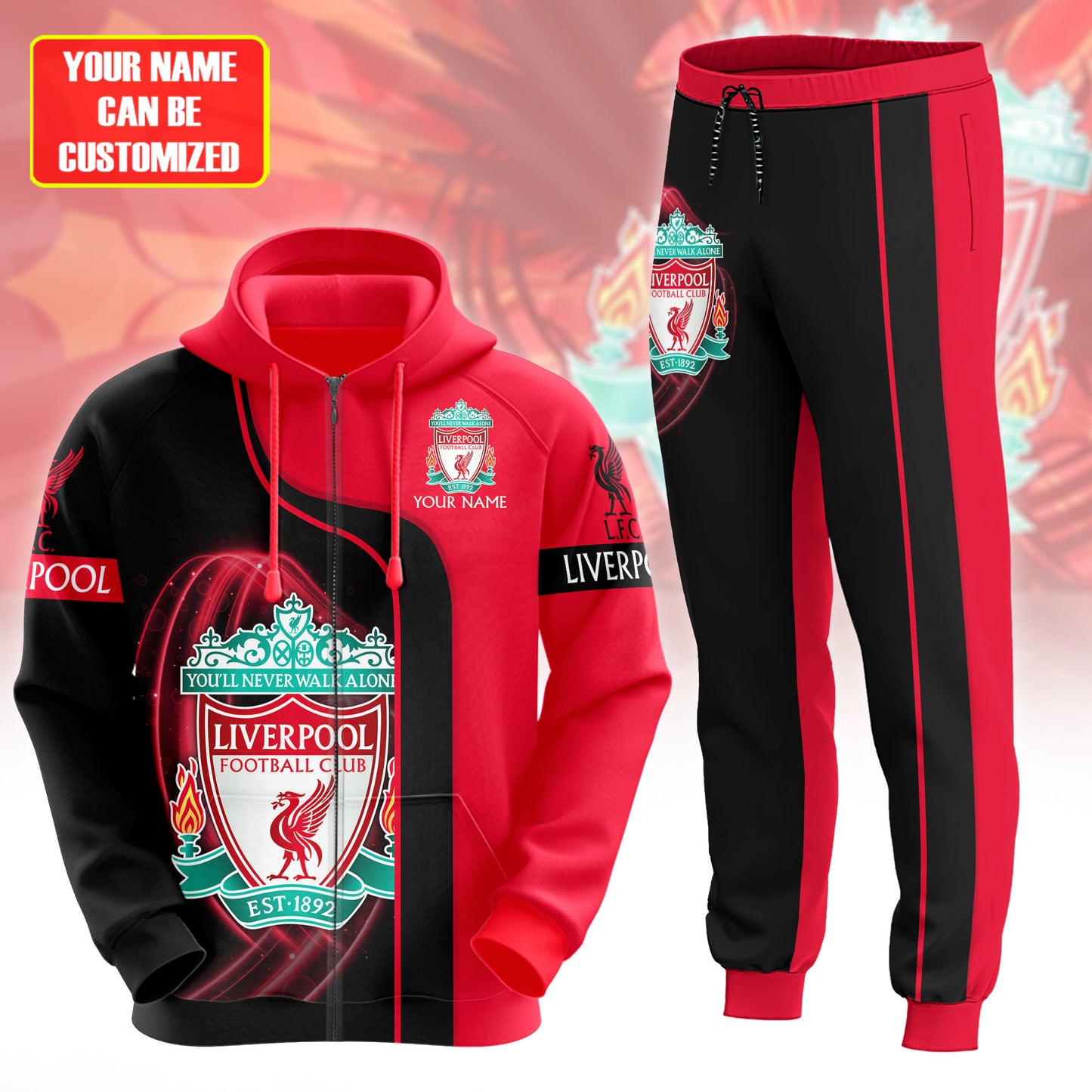 Personalized Liverpool 3D All over Printed Hoodie and Sweatpants set V3