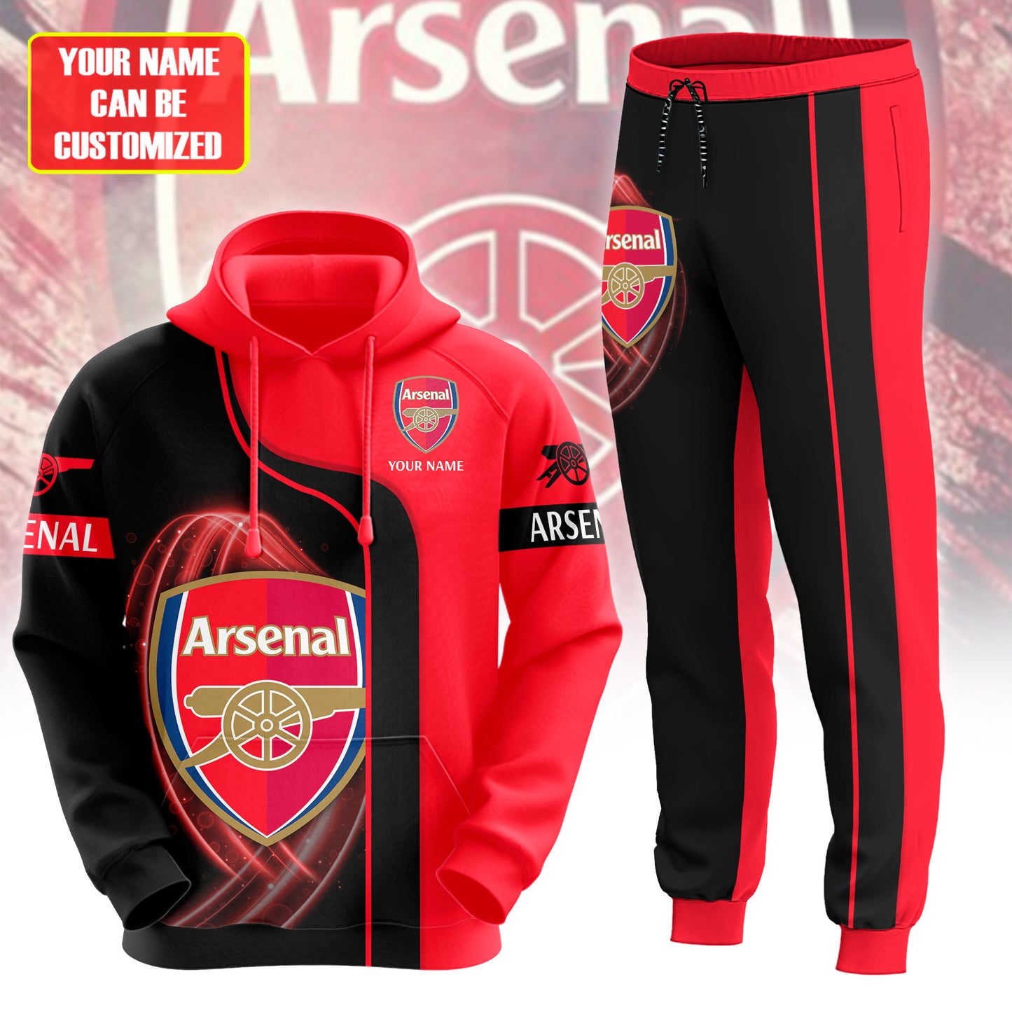 Personalized Arsenal 3D All over Printed Hoodie and Sweatpants set V3
