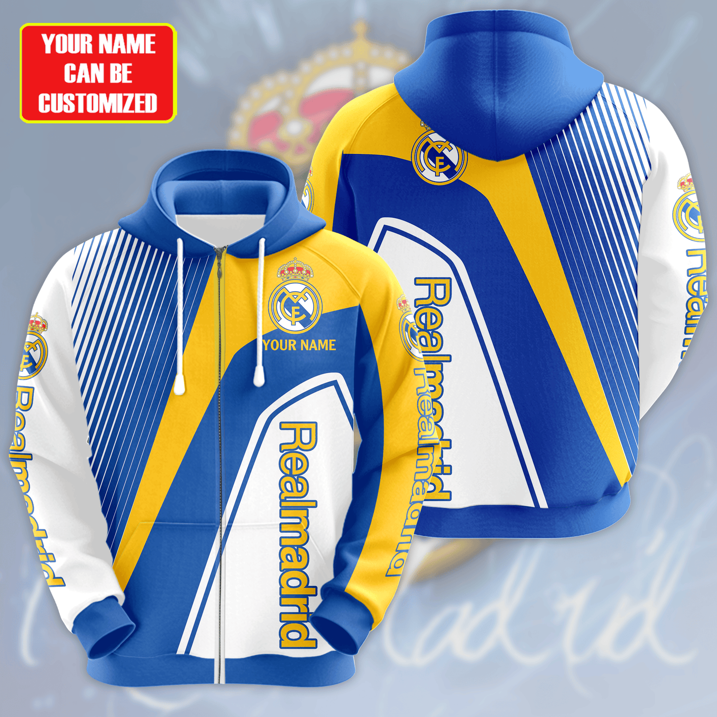 Personalized Real Madrid 3D All over Printed Hoodie and Sweatpants set V1