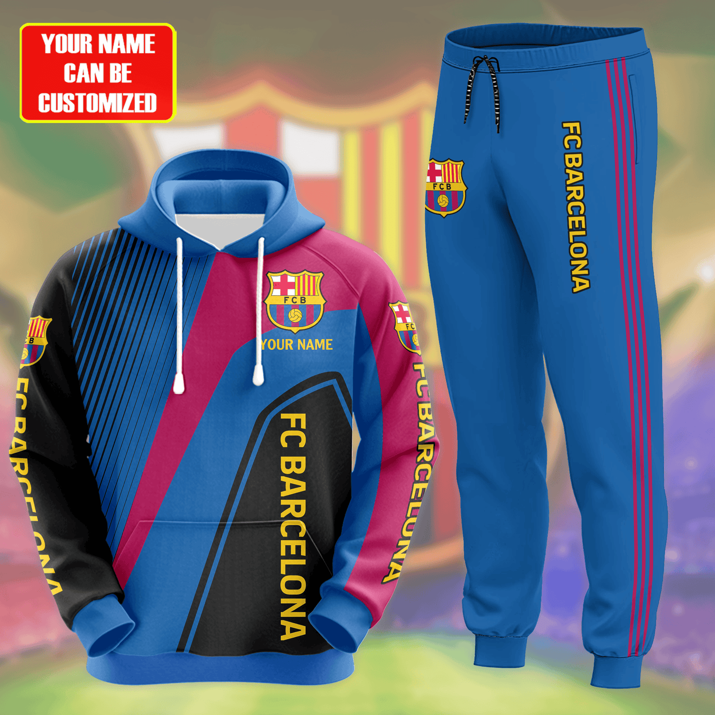 Personalized Barcelona 3D All over Printed Hoodie and Sweatpants set V1