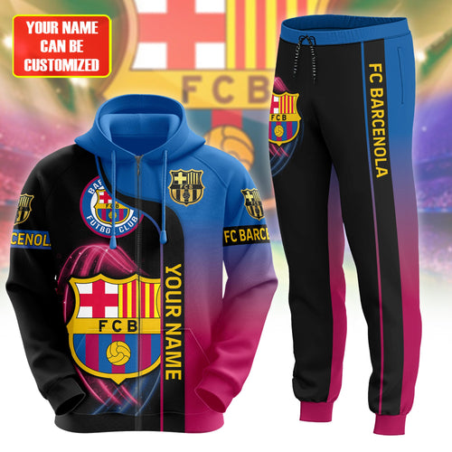 Personalized Barça Q7 3D All over Printed Hoodie and Sweatpants set