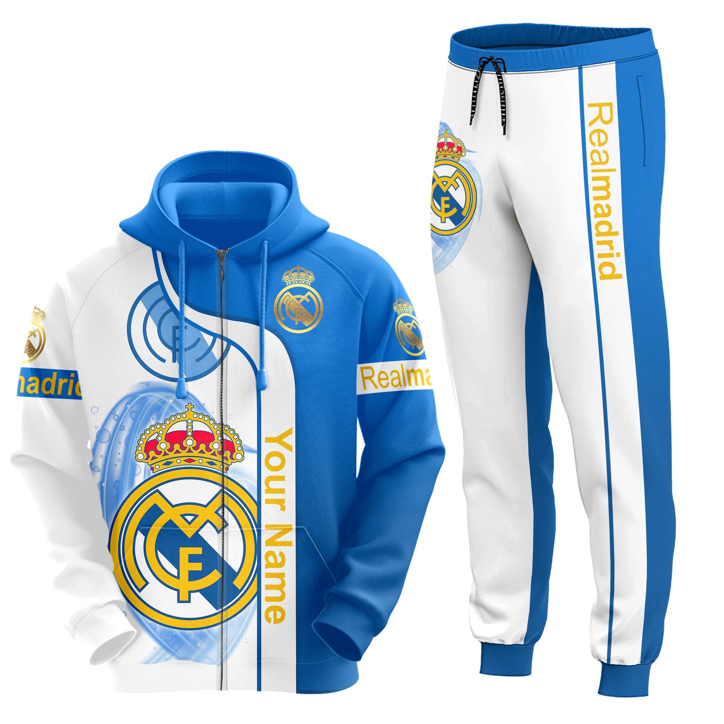 Personalized Real Madrid Q8 3D All over Printed Hoodie and Sweatpants set