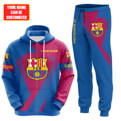 Personalized Barça Q8 3D All over Printed Hoodie and Sweatpants set