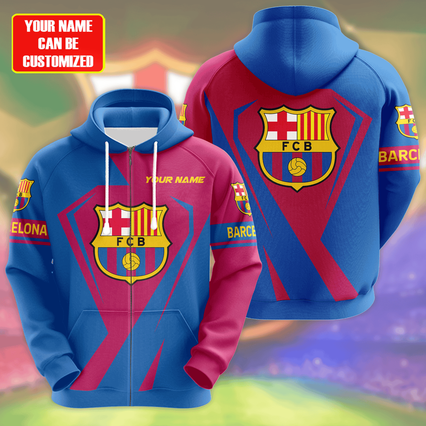 Personalized Barça Q8 3D All over Printed Hoodie and Sweatpants set