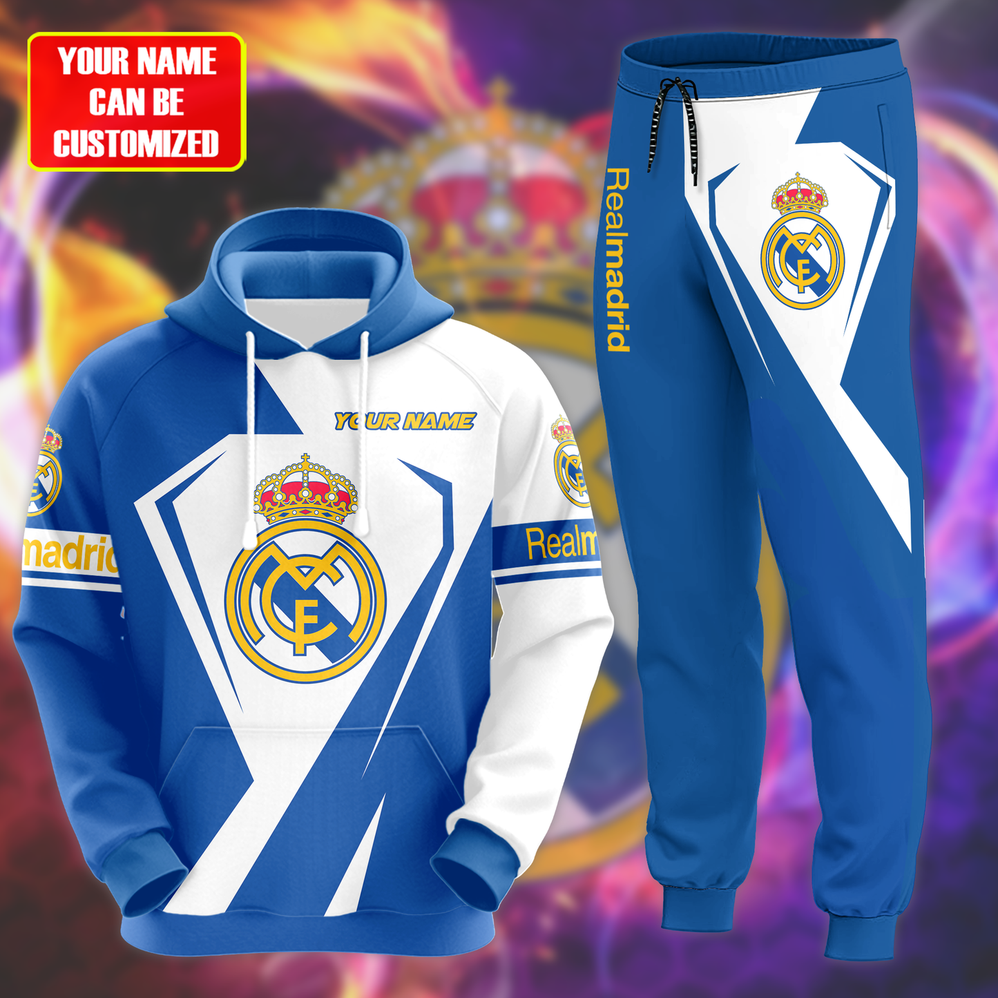 Personalized Real Madrid Q9 3D All over Printed Hoodie and Sweatpants set