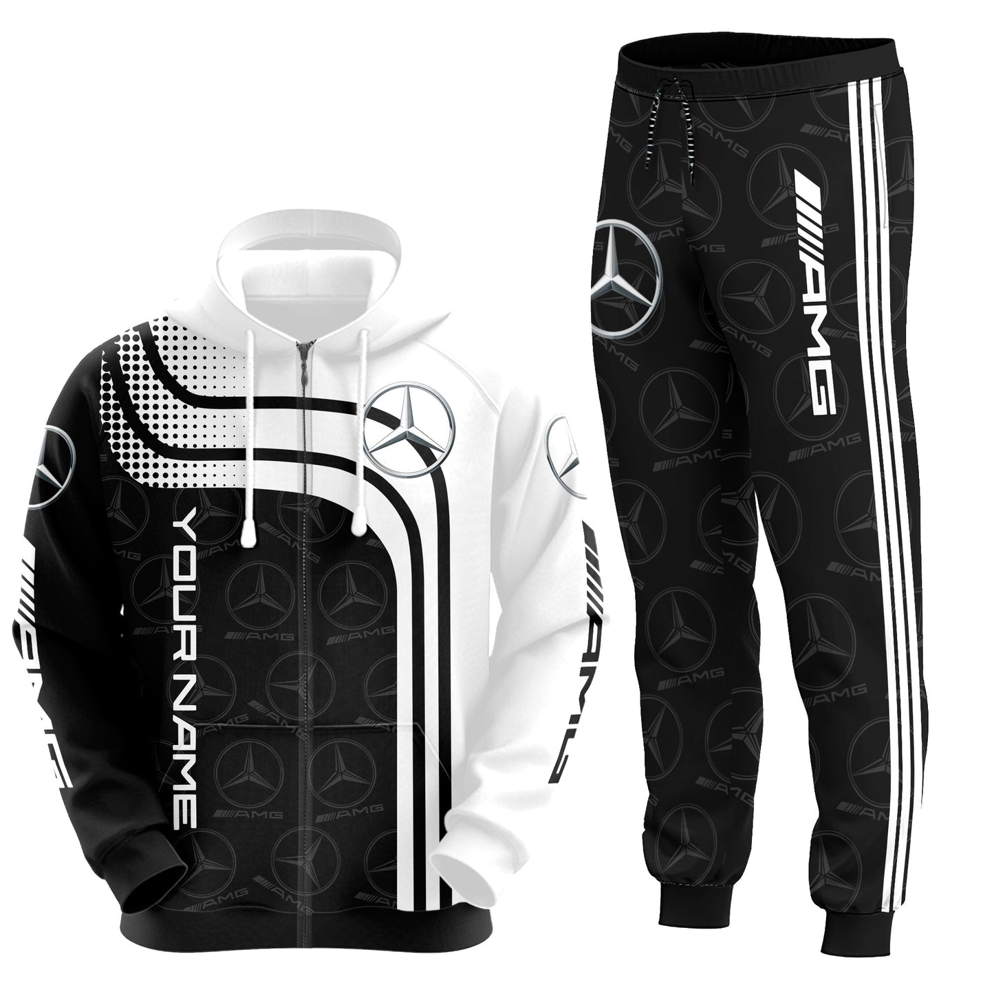 Personalized Merc AMG Q2 3D All over Printed Hoodie and Sweatpants set