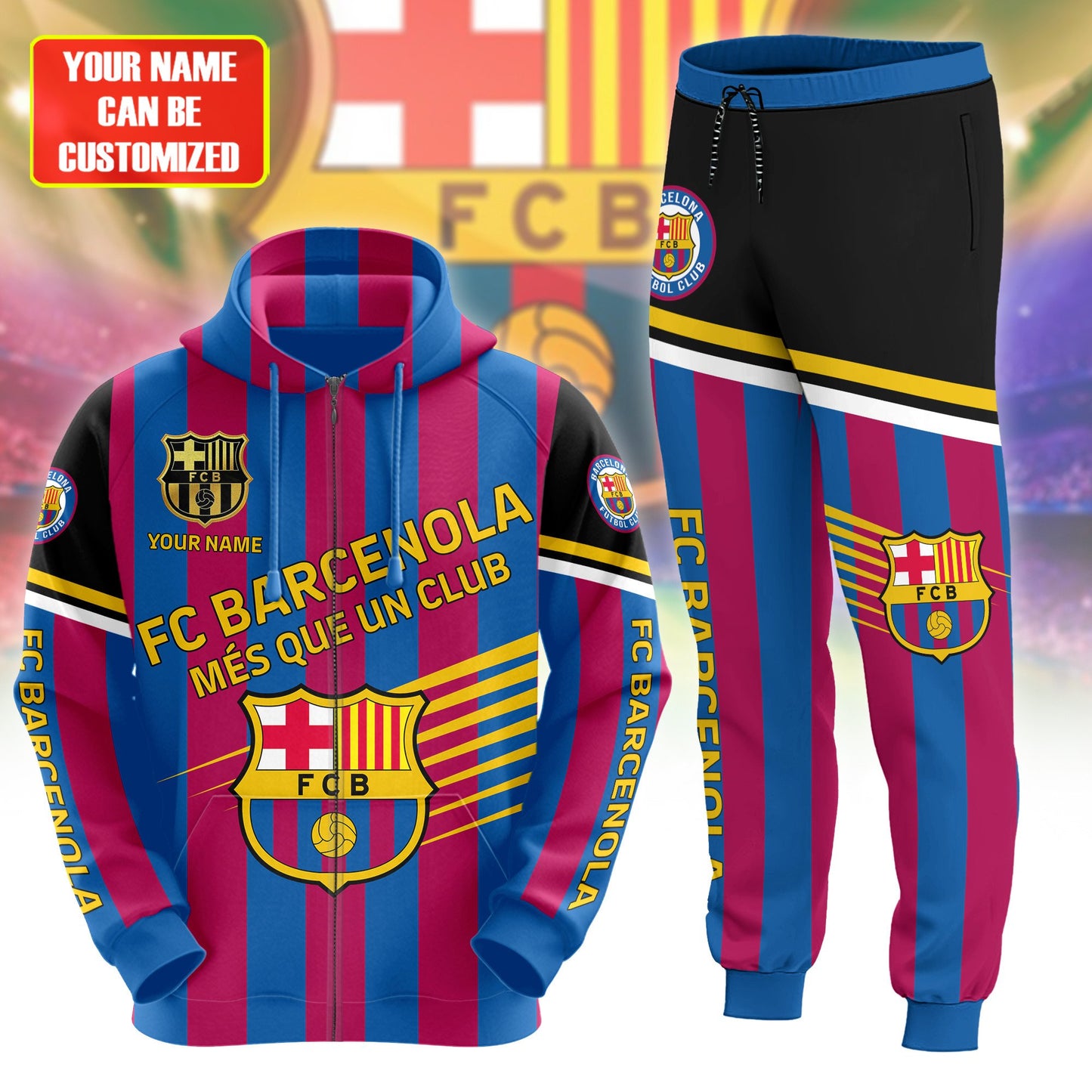 Personalized Barcelona 3D All over Printed Hoodie and Sweatpants set