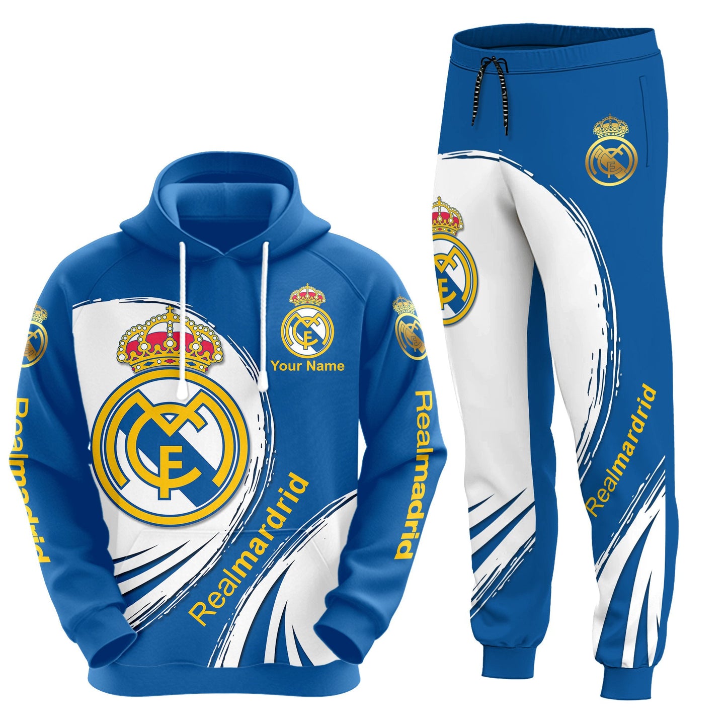 Personalized Real Madrid 3D All over Printed Hoodie and Sweatpants set