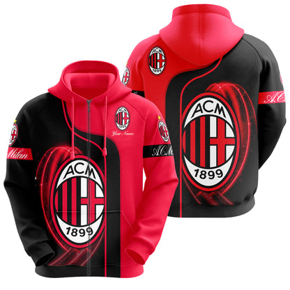 Personalized AC Milan 3D All over Printed Hoodie and Sweatpants set V4