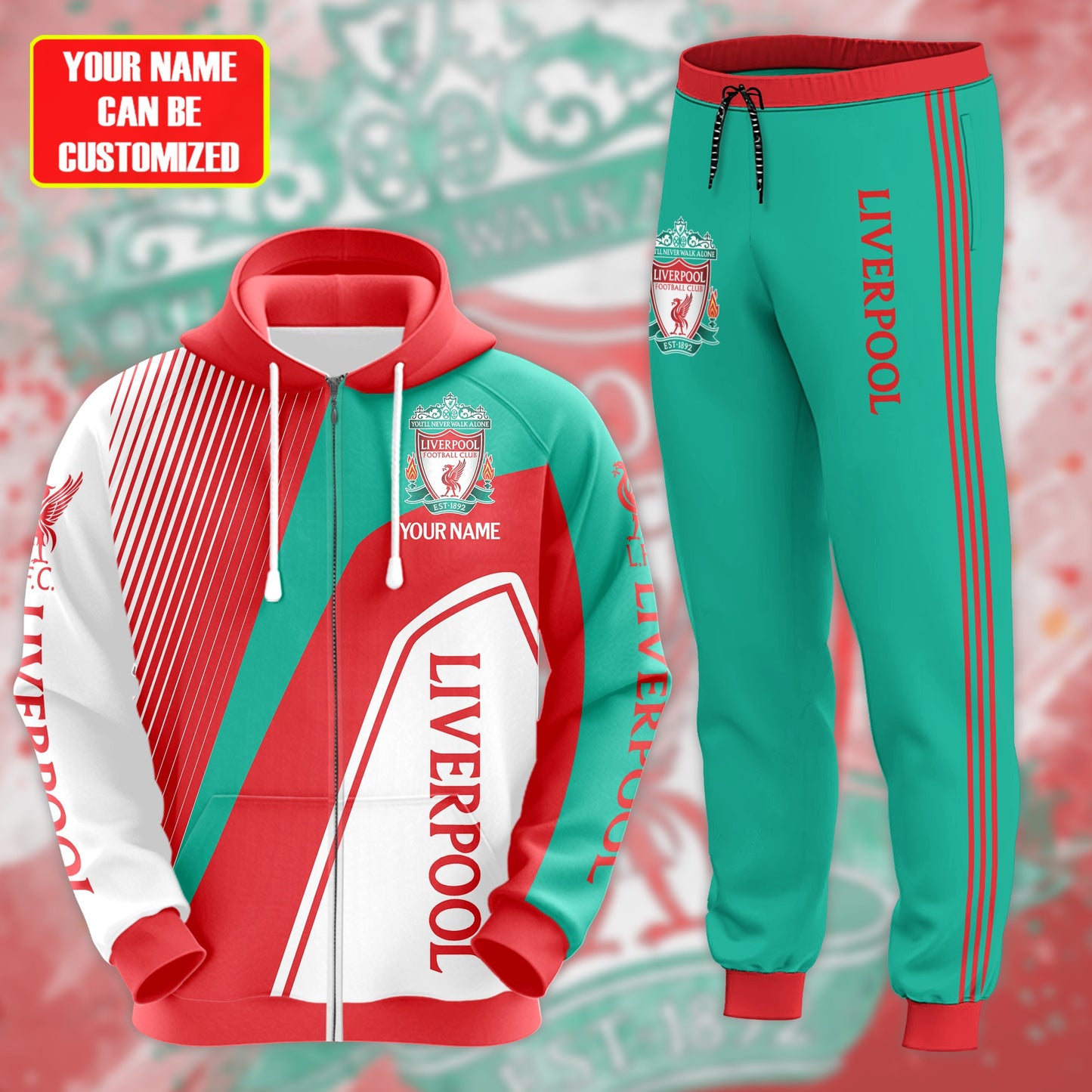 Personalized Liverpool 3D All over Printed Hoodie and Sweatpants set V1