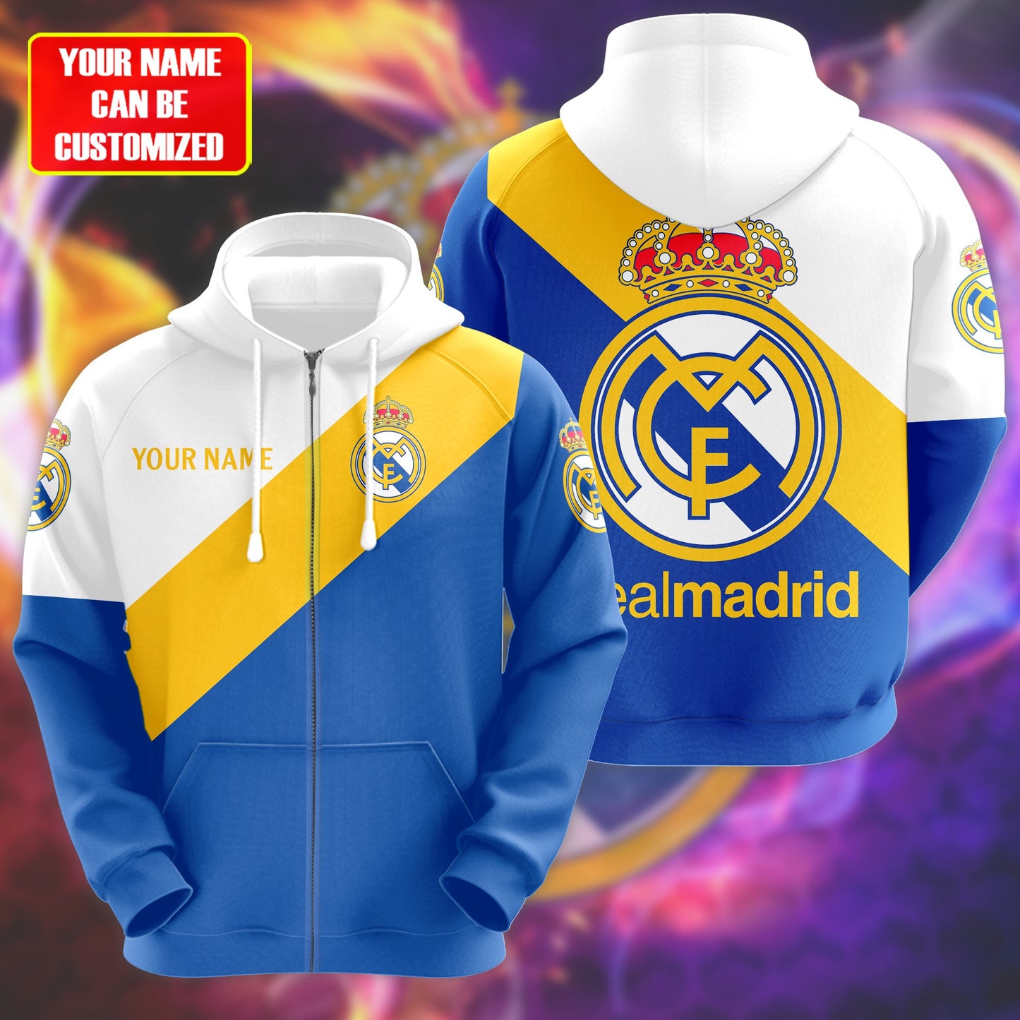 Personalized Real Madrid All over Printed Hoodie and Sweatpants set