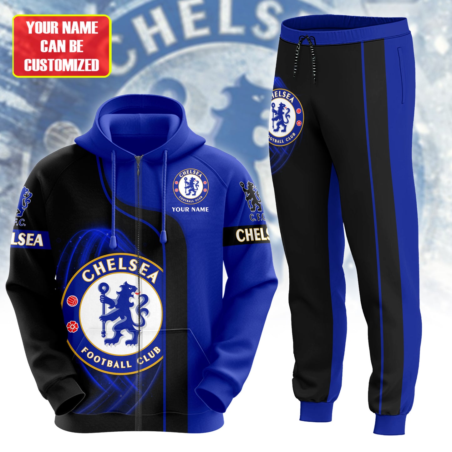 Personalized Chelsea 3D All over Printed Hoodie and Sweatpants set V3