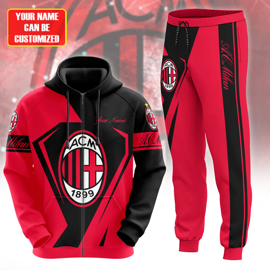 Personalized AC Milan Q4 3D All over Printed Hoodie and Sweatpants set