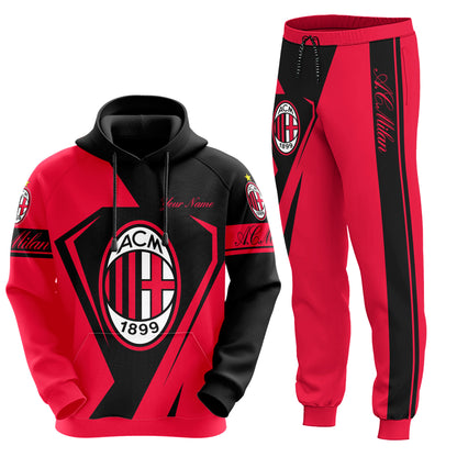 Personalized AC Milan Q4 3D All over Printed Hoodie and Sweatpants set