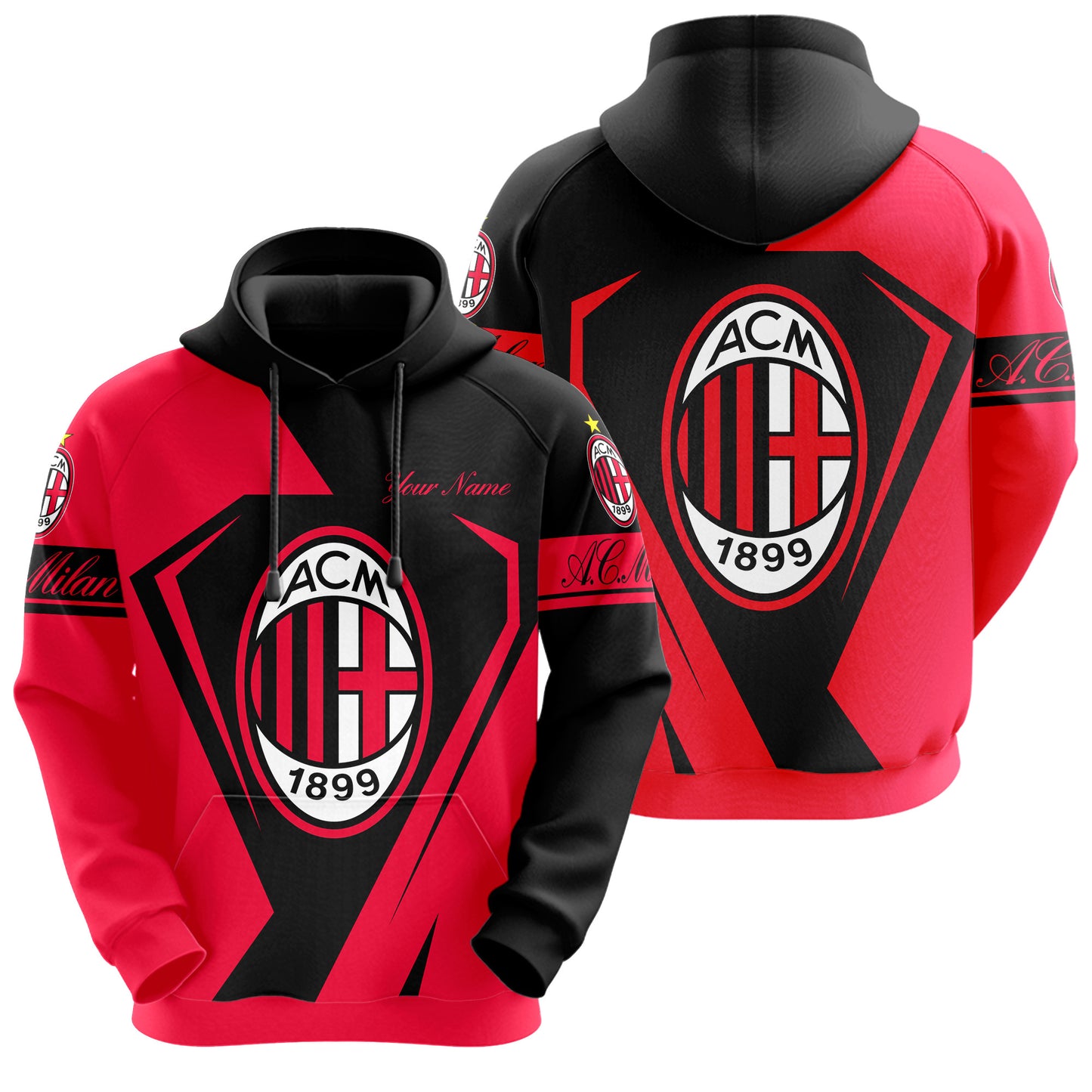 Personalized AC Milan Q4 3D All over Printed Hoodie and Sweatpants set