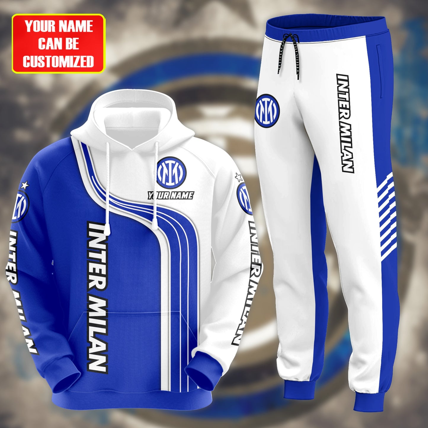 Personalized Inter Milan 3D All over Printed Hoodie and Sweatpants set V2