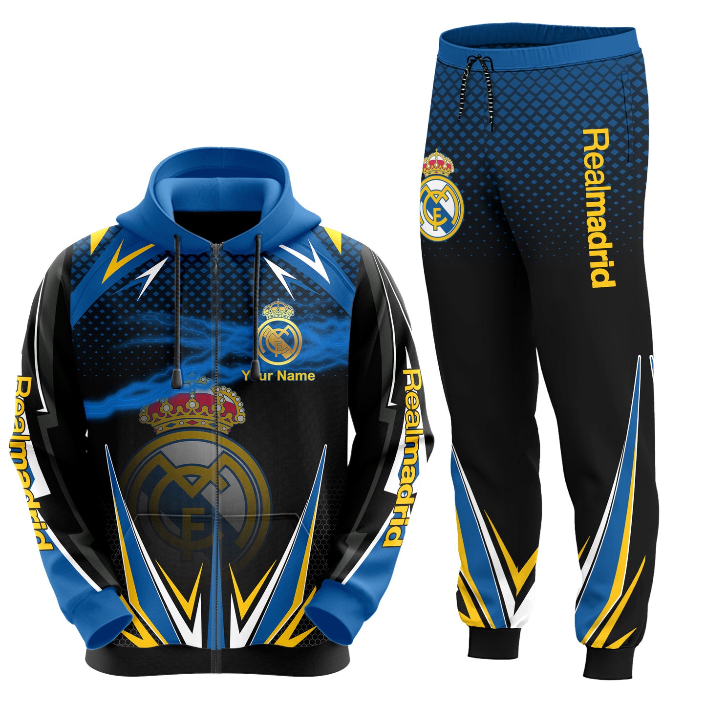Personalized Real Madrid Q11 3D All over Printed Hoodie and Sweatpants set
