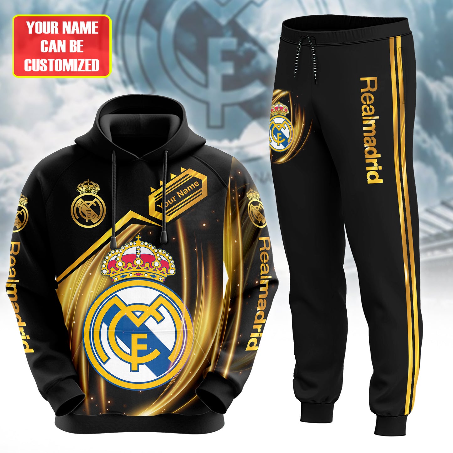 Personalized Real Madrid Q12 3D All over Printed Hoodie and Sweatpants set