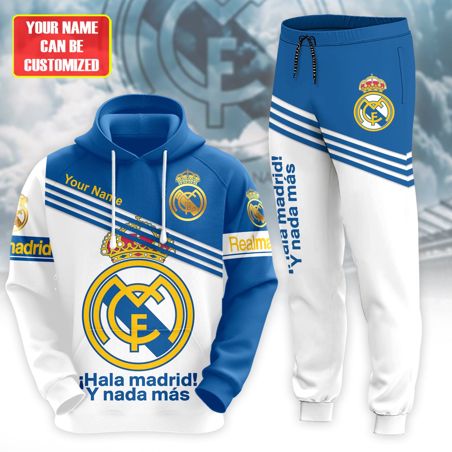 Personalized Real Madrid Q13 3D All over Printed Hoodie and Sweatpants set