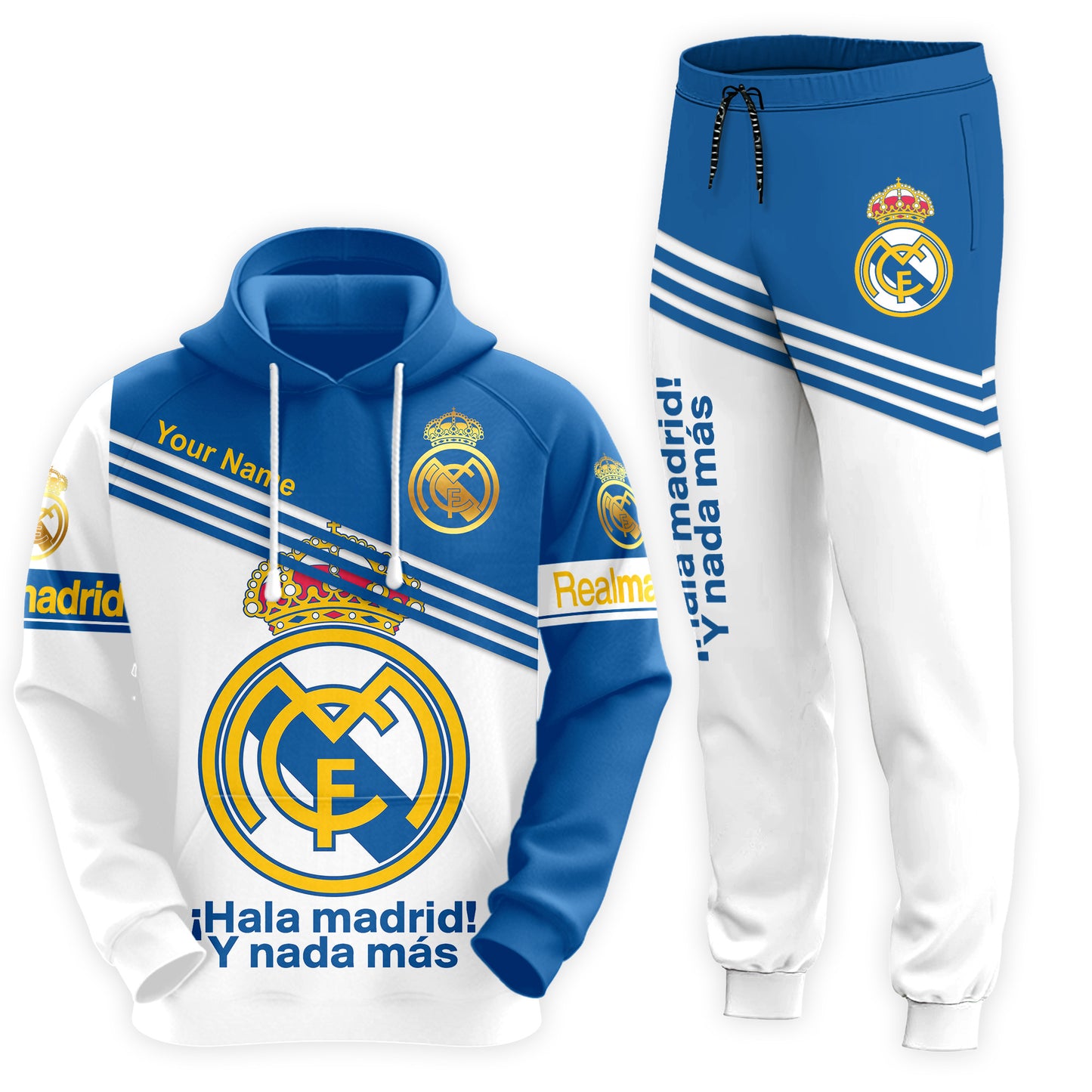 Personalized Real Madrid Q13 3D All over Printed Hoodie and Sweatpants set