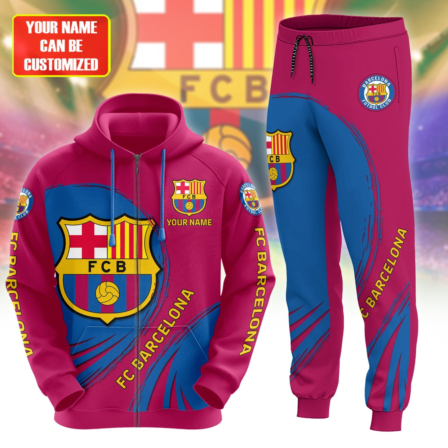 Personalized Barcelona 3D All over Printed Hoodie and Sweatpants set V3