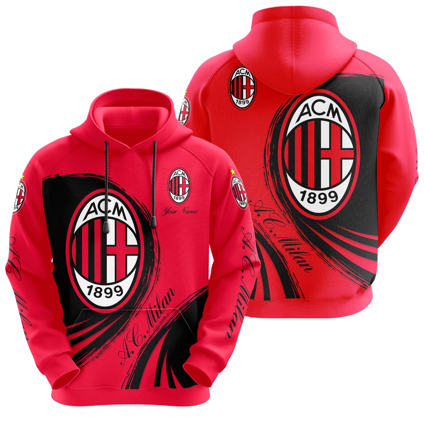 Personalized AC Milan 3D All over Printed Hoodie and Sweatpants set V5