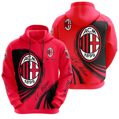 Personalized AC Milan 3D All over Printed Hoodie and Sweatpants set V5