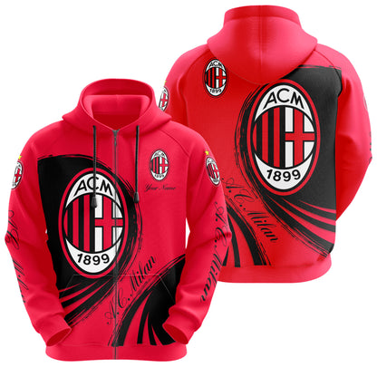 Personalized AC Milan 3D All over Printed Hoodie and Sweatpants set V5