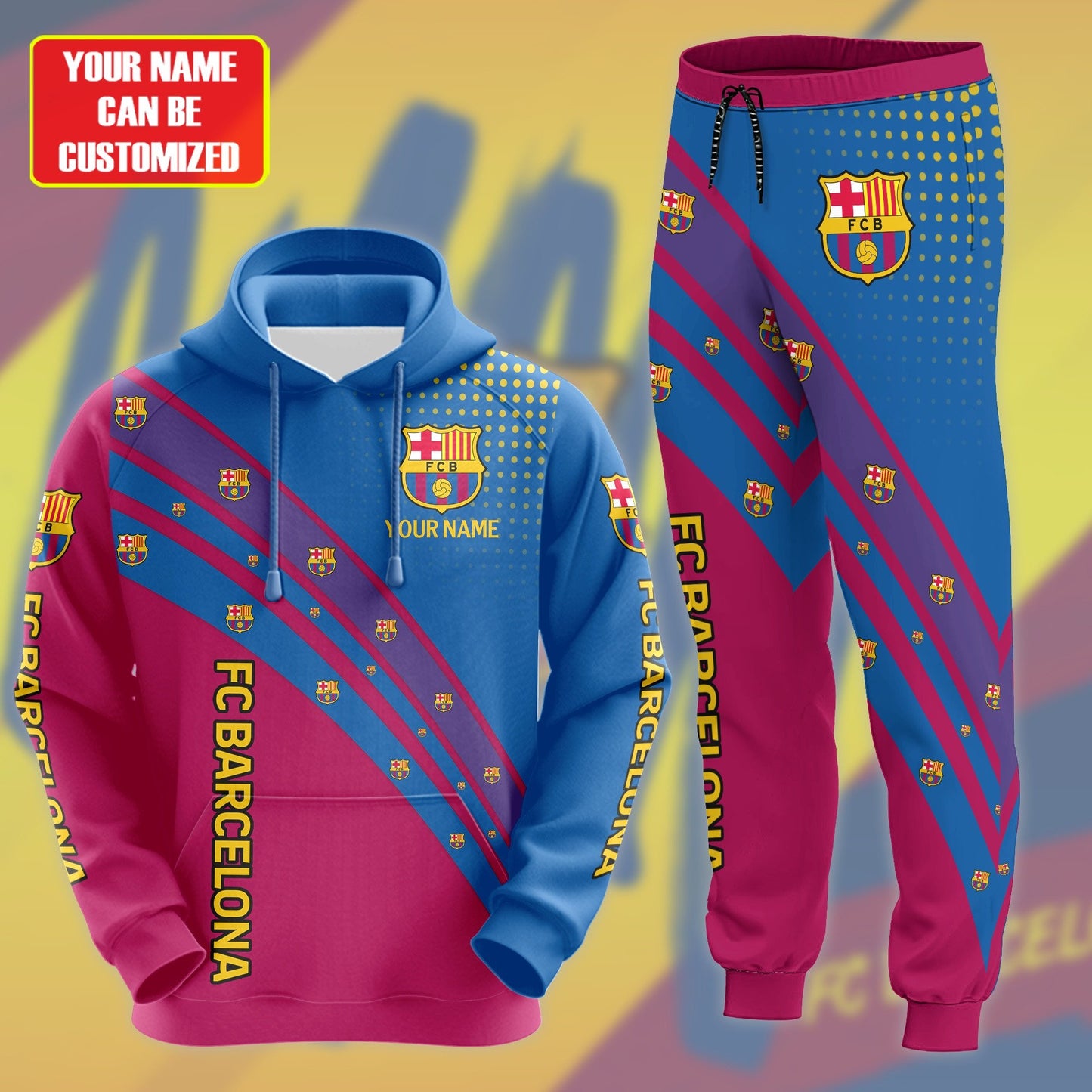 Personalized Barcelona 3D All over Printed Hoodie and Sweatpants set V4