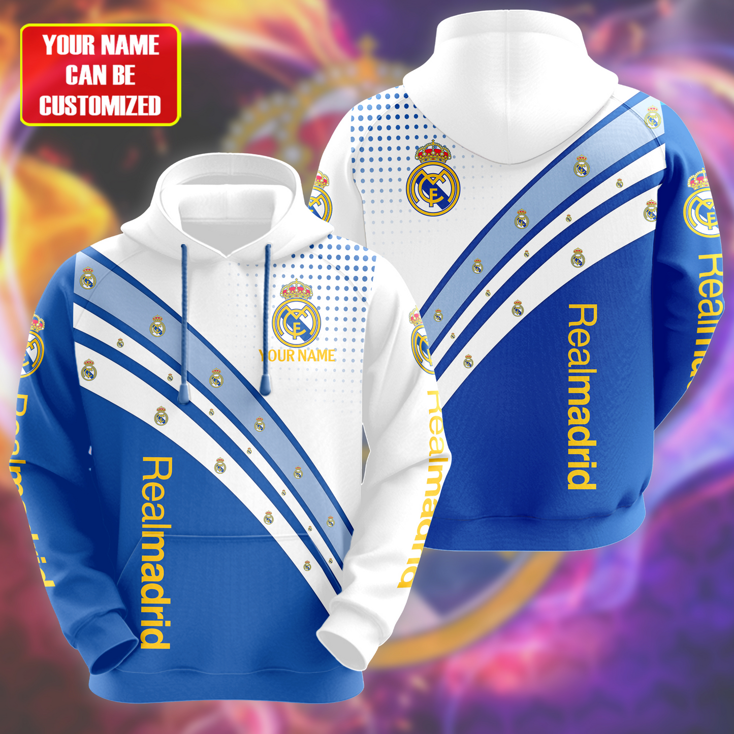 Personalized Real Madrid 3D All over Printed Hoodie and Sweatpants set V3