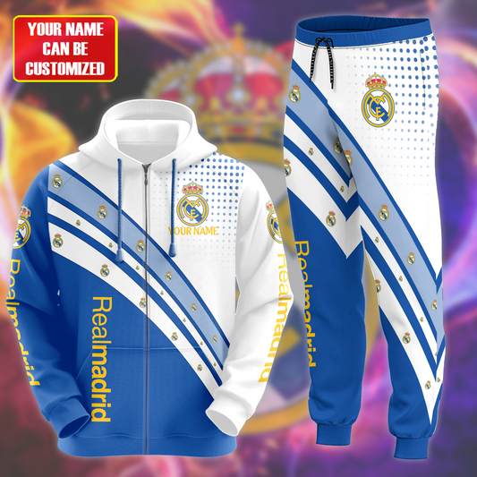 Personalized Real Madrid 3D All over Printed Hoodie and Sweatpants set V3